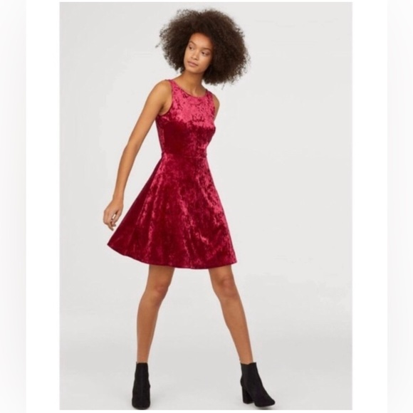 H&M Red Velvet Dress - Picture 1 of 7